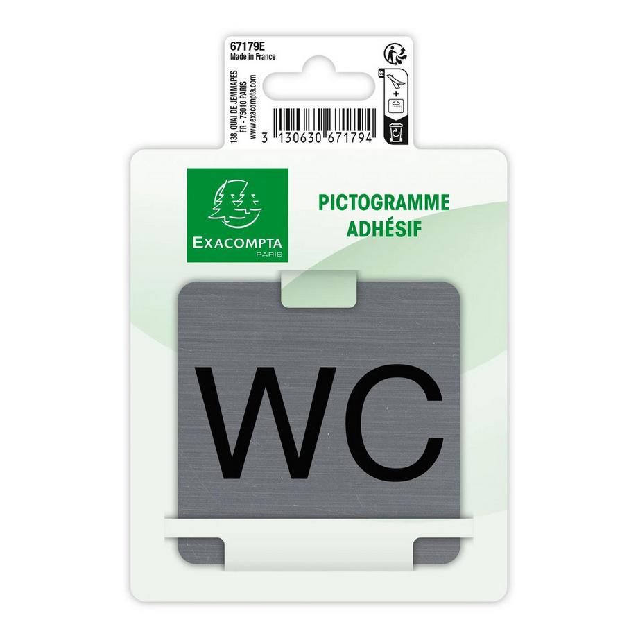 Exacompta Piastra porta autoadesiva alluminio WC 7,5x7,5 cm  