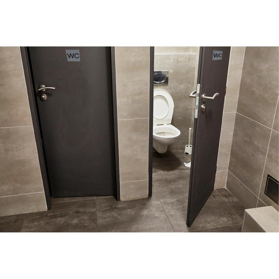 Exacompta Piastra porta autoadesiva alluminio WC 7,5x7,5 cm  