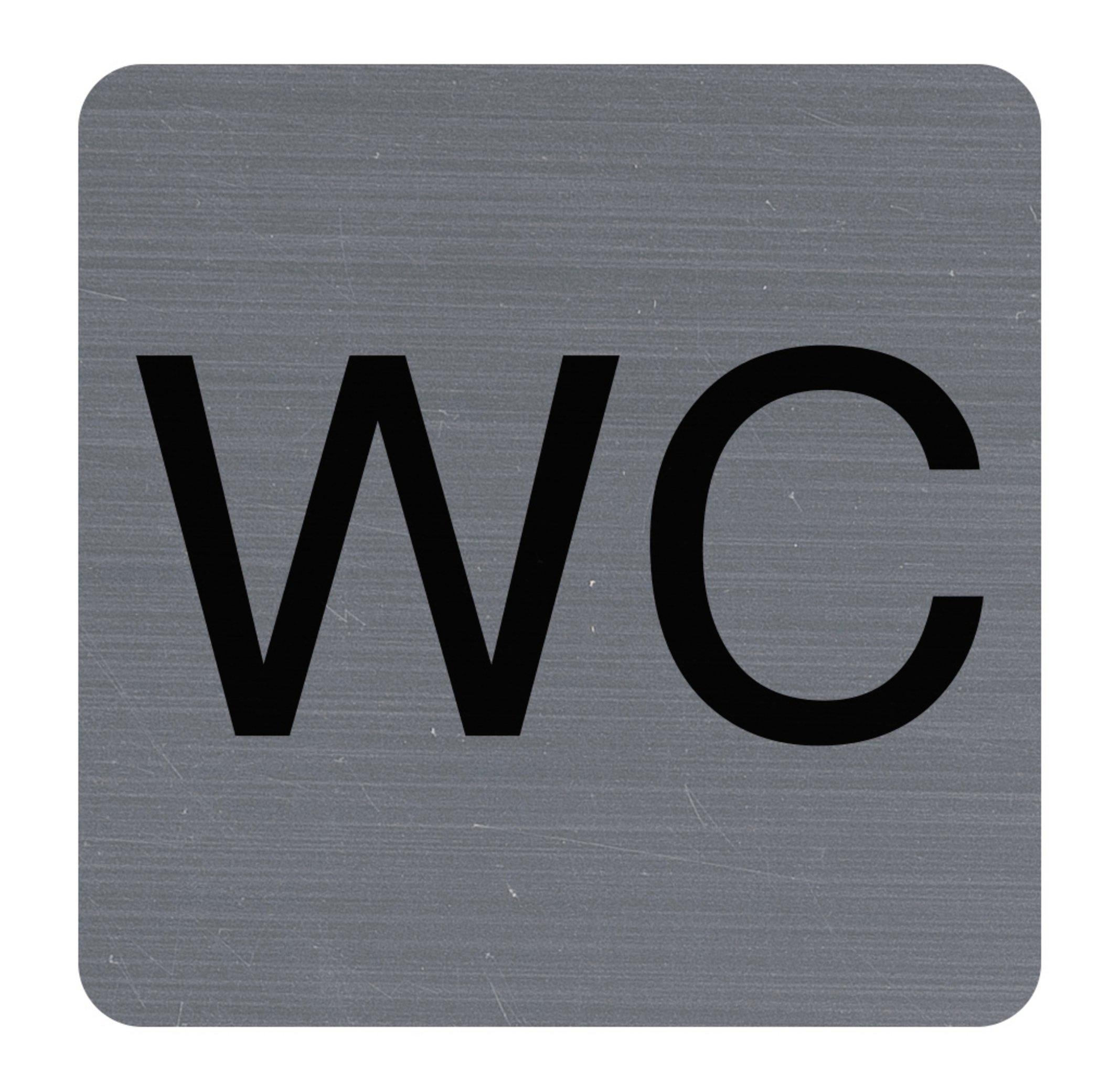 Exacompta Plaque adhésive imitation aluminium WC 7,5x7,5 cm  