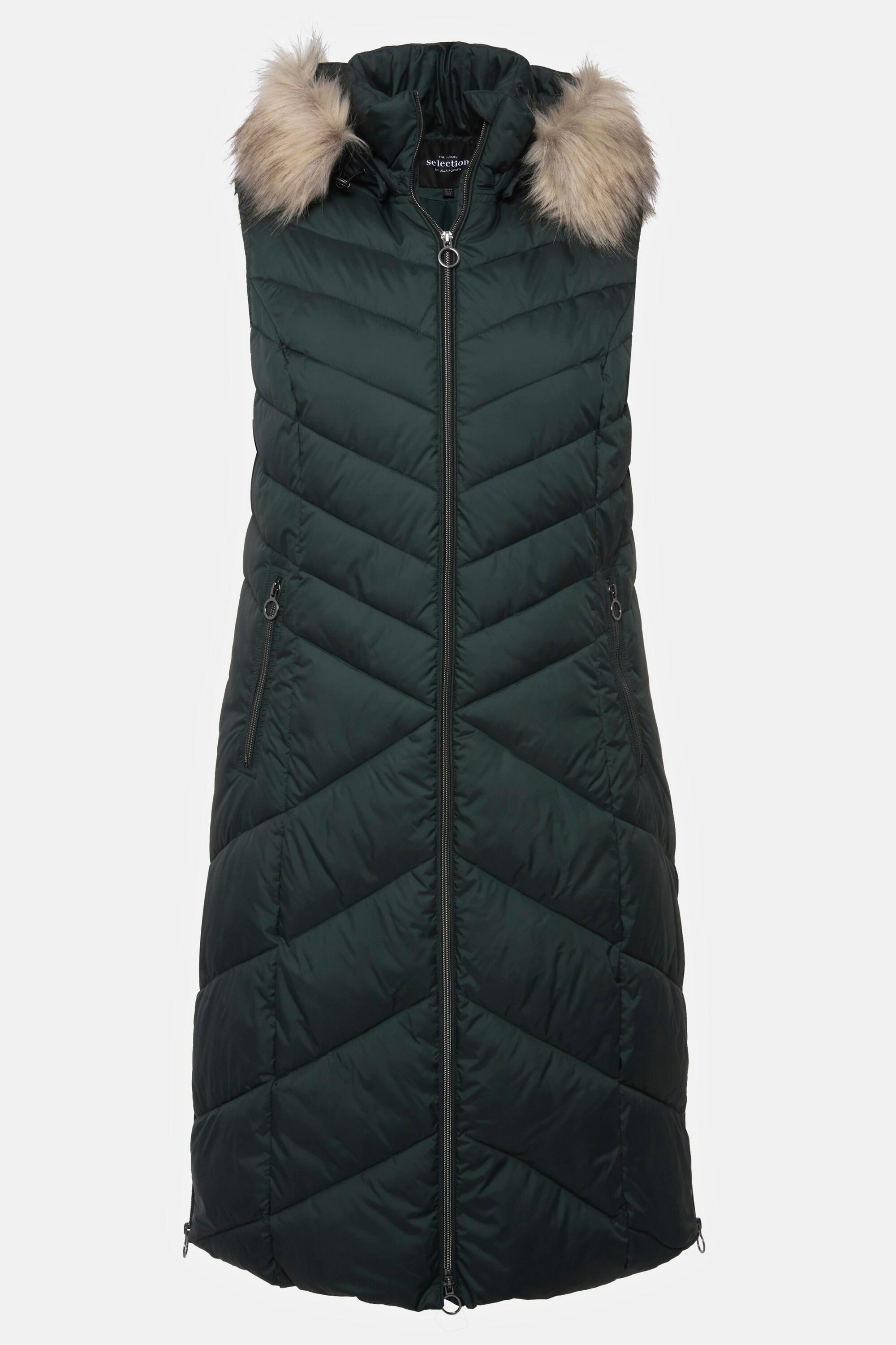 Ulla Popken Longue Veste Matelassée Déperlante Capuche Fausse Fourrure  