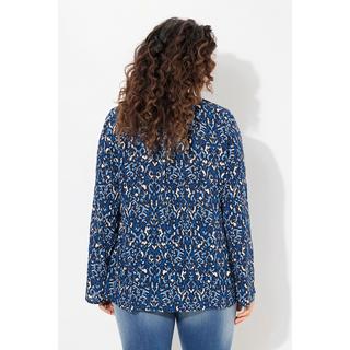 Ulla Popken  Blouse smockée, décolleté rond, manches longues et évasées 