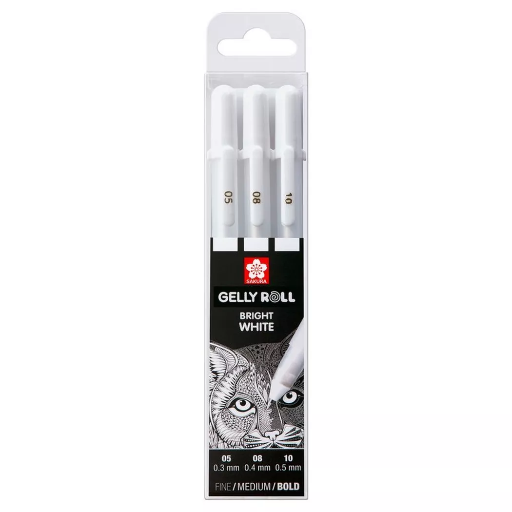 Sakura -  Gelly Roll 0.3/0.4/0.5mm  3 Stück, Blanco