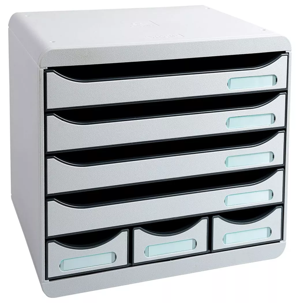 Exacompta Office Store Box Mini 7 Drawers Light Grey