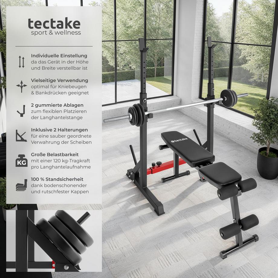 Tectake  Squat Rack Apollo multifunktional mit oberer und vorderer Ablage 