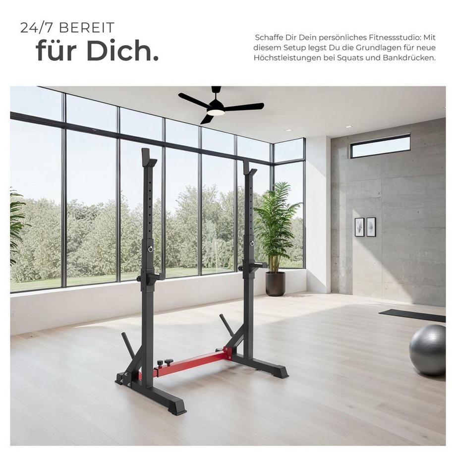 Tectake  Squat Rack Apollo multifunktional mit oberer und vorderer Ablage 