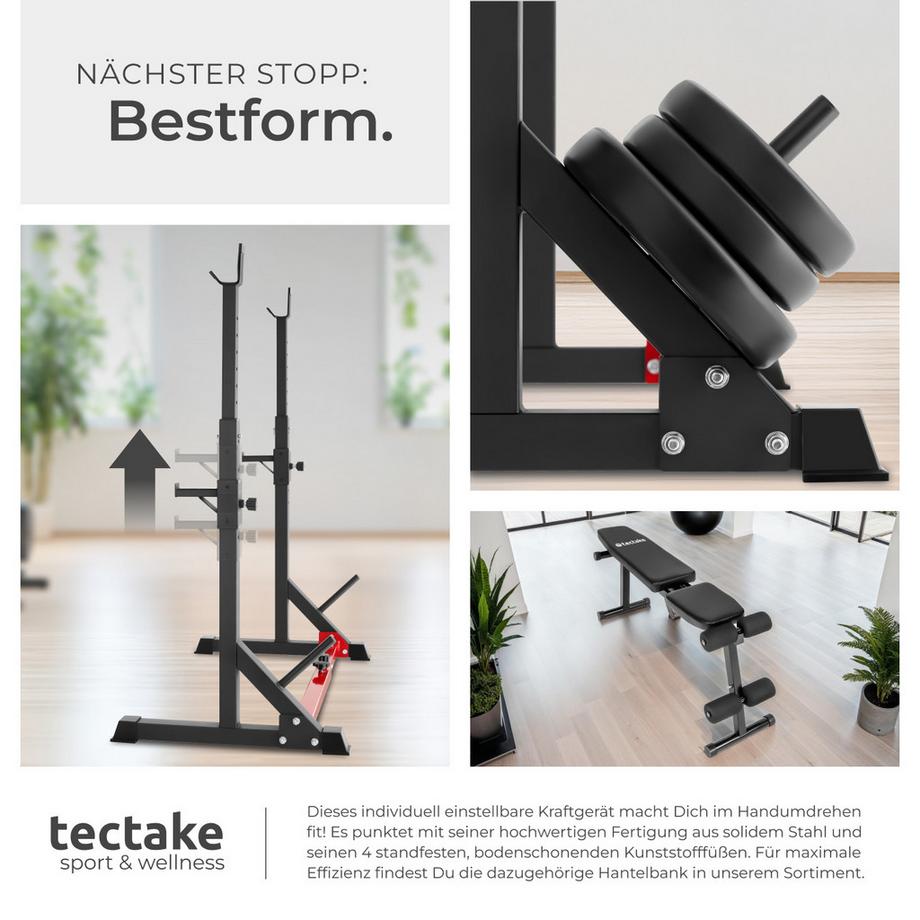 Tectake  Squat Rack Apollo multifunktional mit oberer und vorderer Ablage 