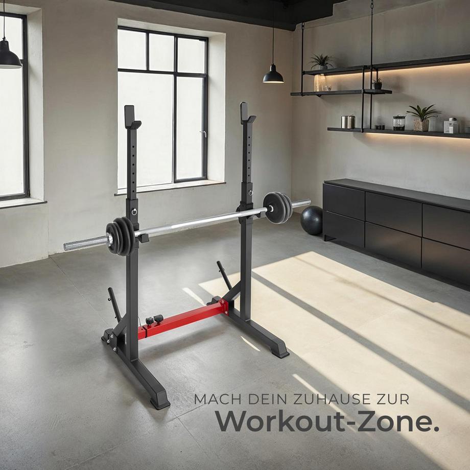 Tectake  Squat Rack Apollo multifunktional mit oberer und vorderer Ablage 