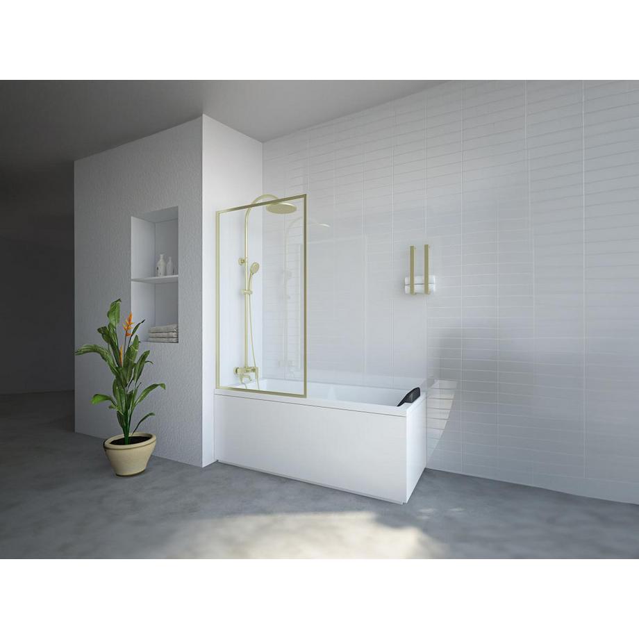 SHOWER DESIGN Parete per vasca Dorato stile industriale 80 x 140 cm Vetro temperato  - BRADENTON  