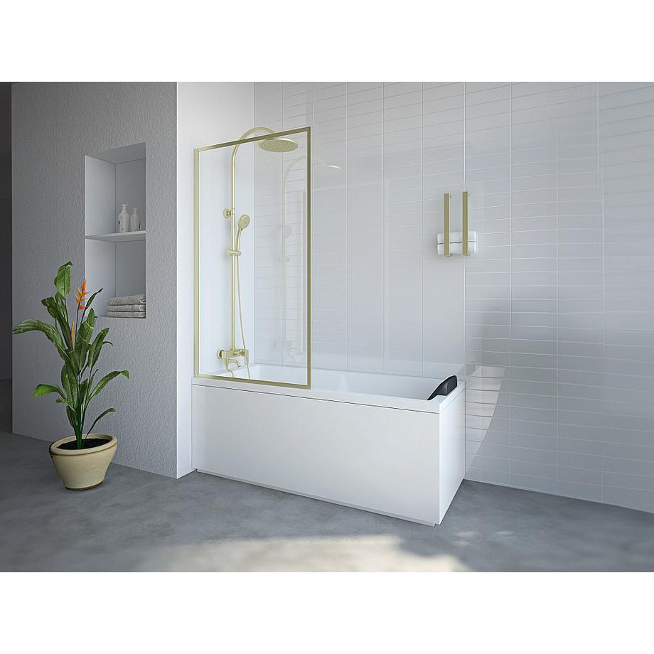 SHOWER DESIGN Parete per vasca Dorato stile industriale 80 x 140 cm Vetro temperato  - BRADENTON  