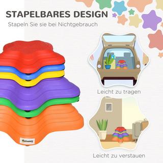 Northio  Pietre Di Fiume Soleggiate, 6 Pezzi. Pietre Da Equilibrio, Gioco Dell'Equilibrio, Pietre Impilabili Antiscivolo, Trampolini Di Lancio Con Portata Fino A 80 Kg, Per Bambini Da 3 A 8 Anni, Colorati 