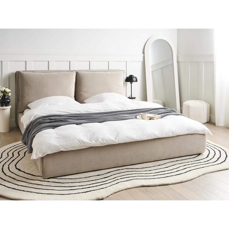 Beliani Wasserbett aus Samtstoff  BAJONNA  