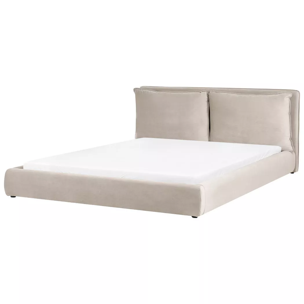Beliani - Wasserbett aus Samtstoff  BAJONNA, Taupe