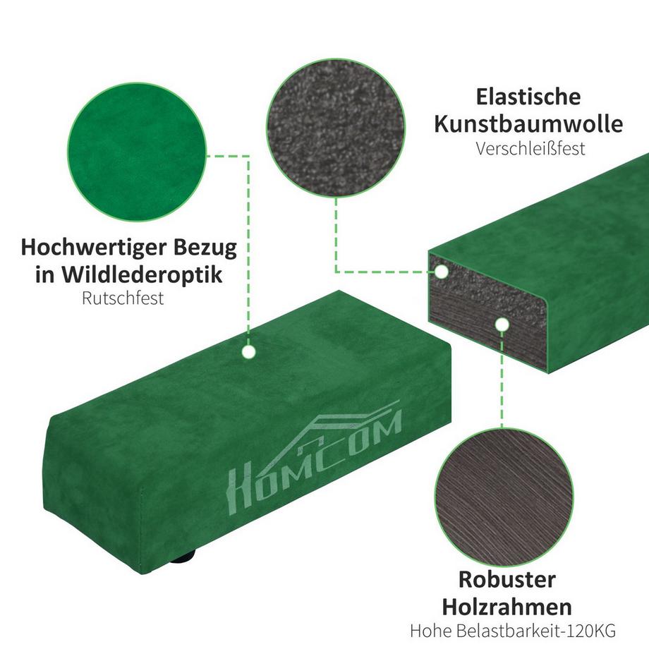 Northio  Poutre d'équilibre 210 cm pliable pour intérieur et extérieur, poutre d'équilibre jusqu'à 120 kg, poutre d'équilibre stable en vert 