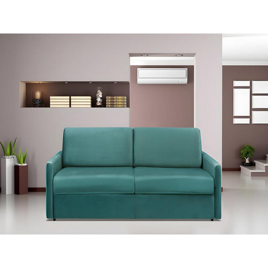 Vente-unique Canapé 3 places conible express en velours CALIFE menthe Couchage 1Matelas  