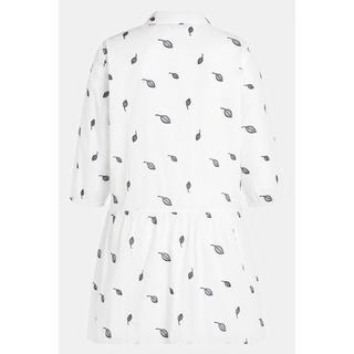 Ulla Popken  Blusa dal taglio svasato con foglie ricamate, colletto da camicia e maniche a 3/4 