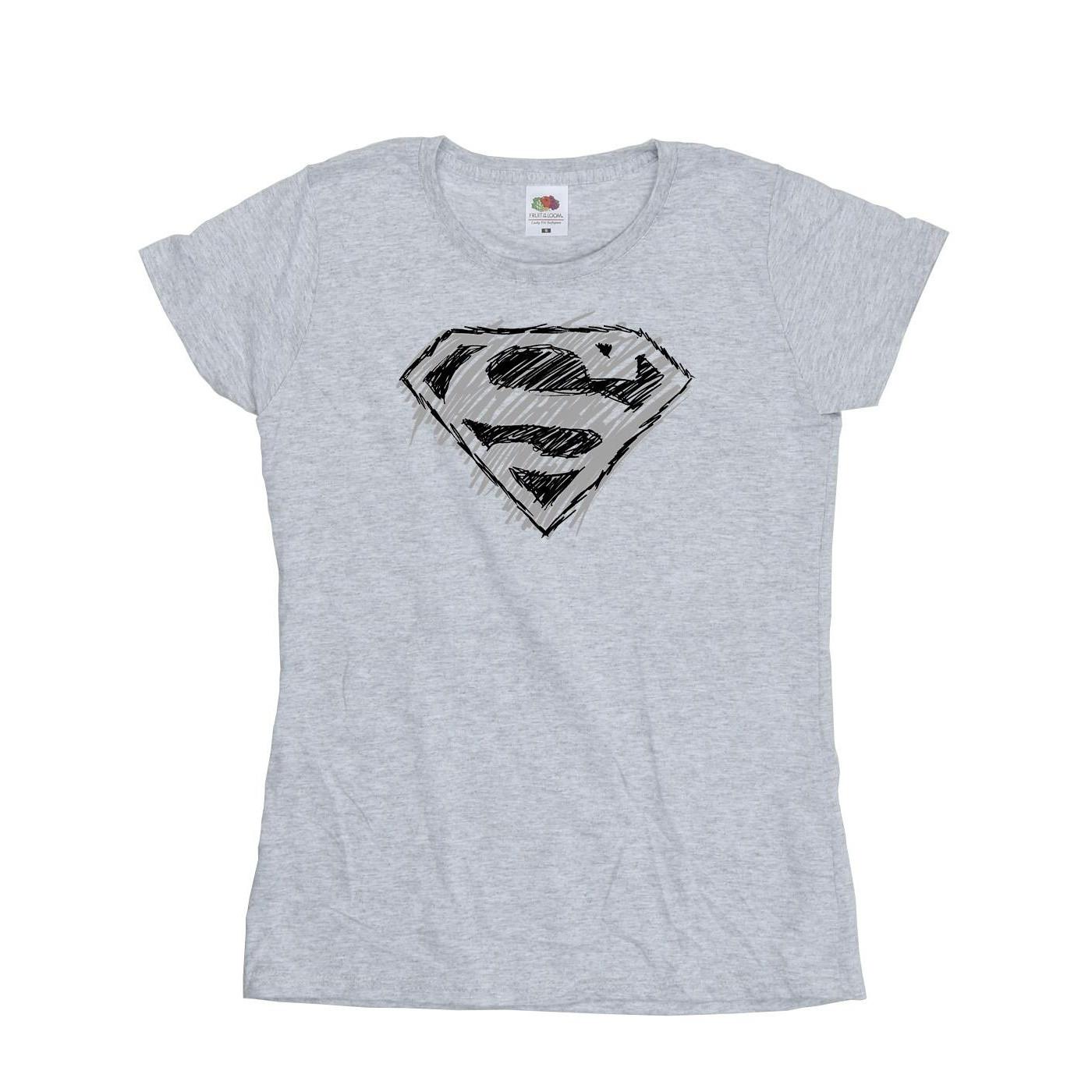 Image of Superman Logo Sketch Tshirt Damen Grau M