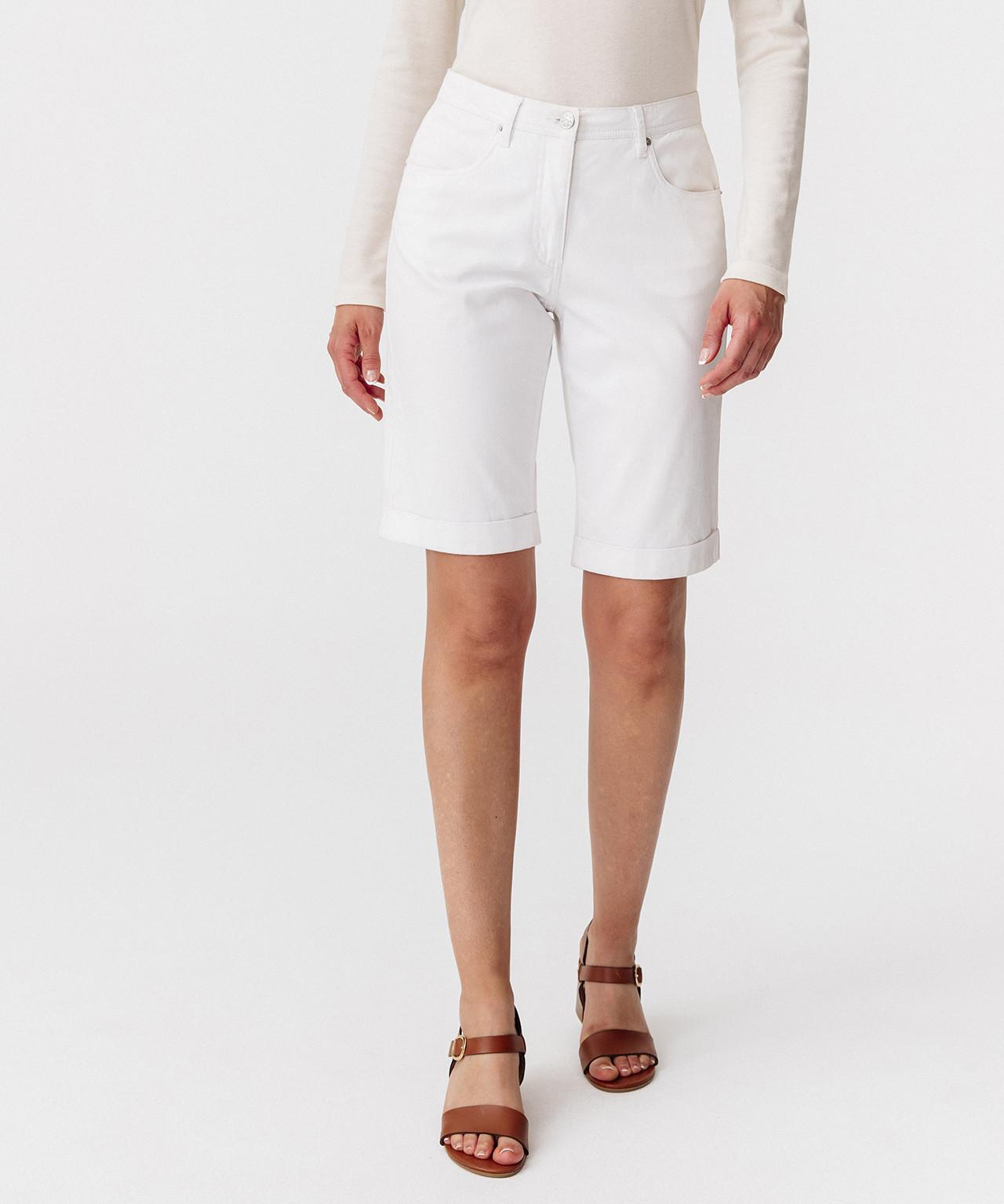 Image of Bermudas Aus Baumwollstretch. Damen Weiss 42