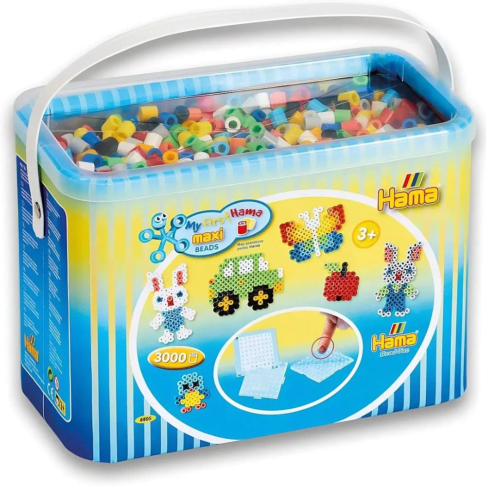 Image of HAMA Bügelperlen Eimer Maxi Perlen und Stiftplatte Blau