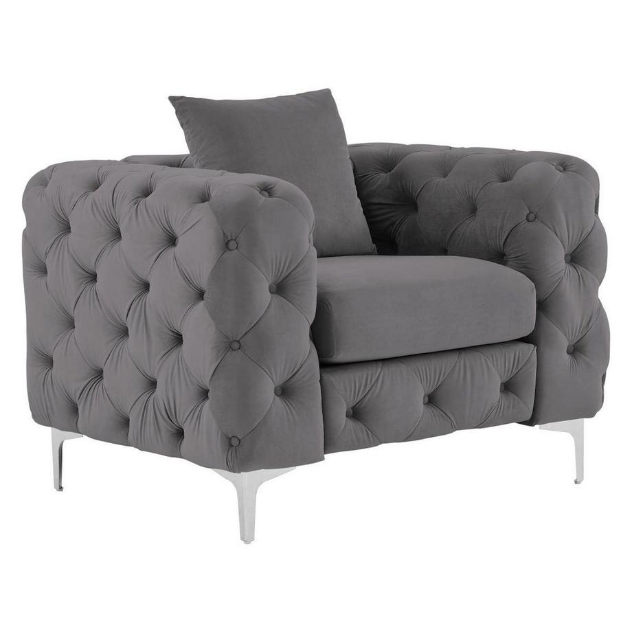 Vente-unique Fauteuil chesterfield en velours anthracite EDWINA  