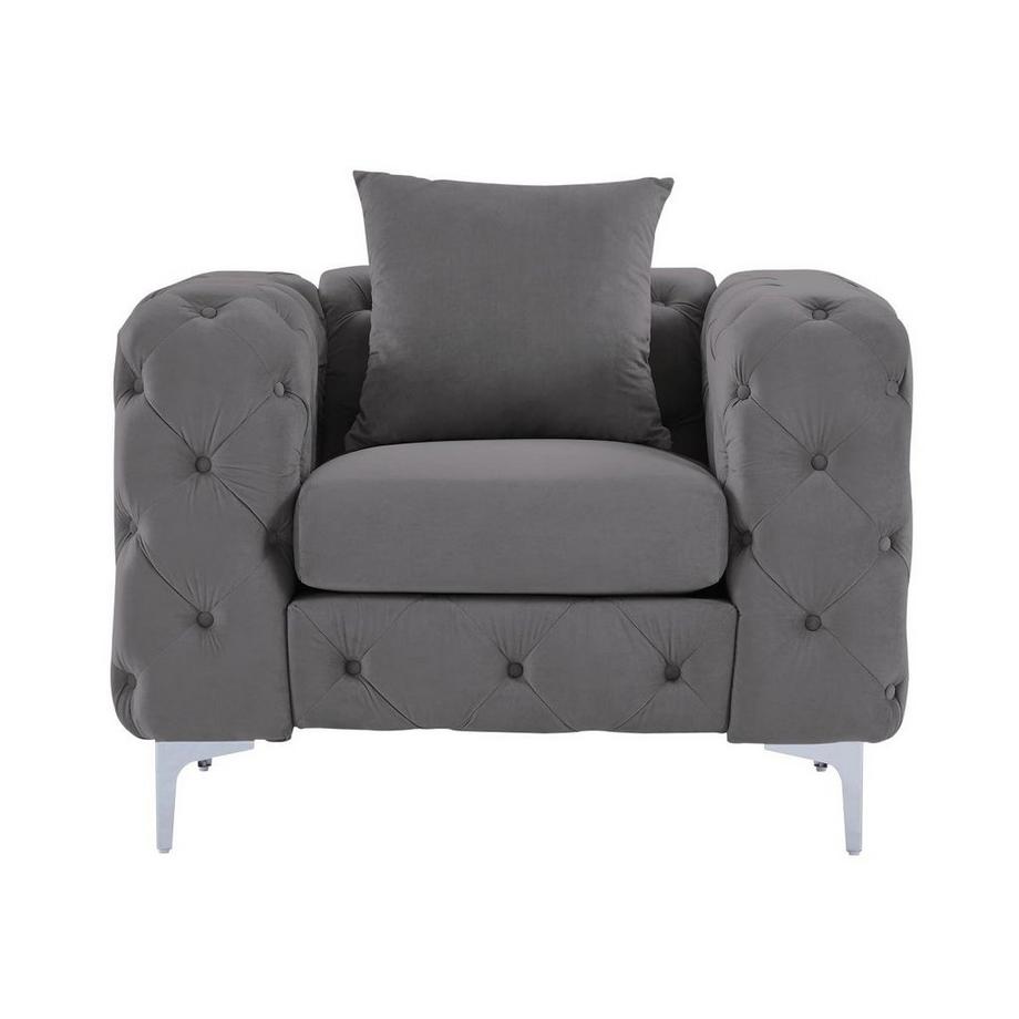 Vente-unique Fauteuil chesterfield en velours anthracite EDWINA  