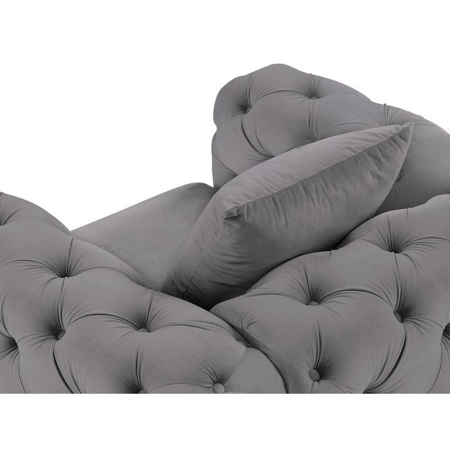 Vente-unique Fauteuil chesterfield en velours anthracite EDWINA  