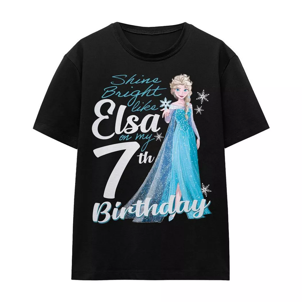FROZEN - Bright Like Elsa TShirt 7. Geburtstag, für Damen, Schwarz, Größe M