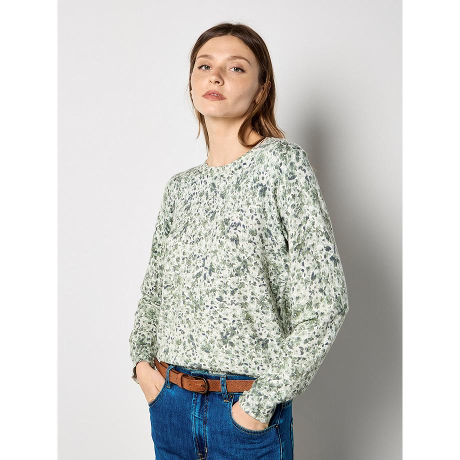Pull à fleurs en maille fine