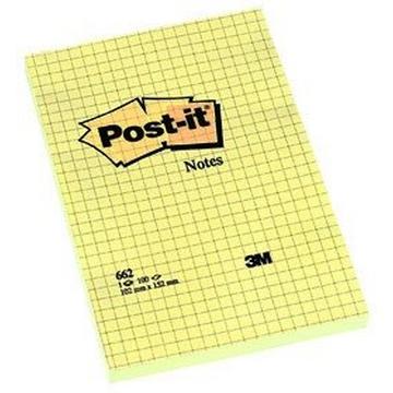 POST-IT Haftnotizen 152x102mm 662Y gelb, 100 Blatt, kariert