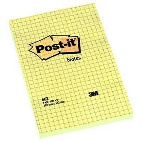 Post-It POST-IT Haftnotizen 152x102mm 662Y gelb, 100 Blatt, kariert  