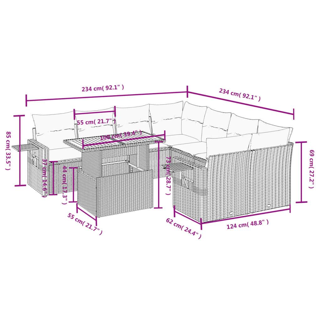 VidaXL Ensemble de canapés de jardin rotin synthétique  