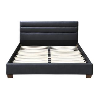 Vente-unique Lit 140 x 190 cm - Simili - Noir + Matelas - FAUSTIN  