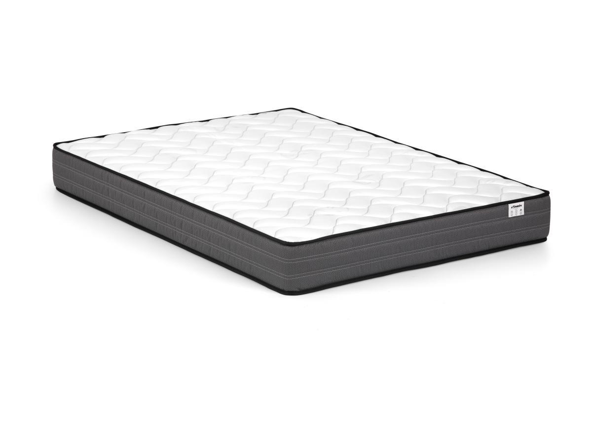 Vente-unique Lit 140 x 190 cm - Simili - Noir + Matelas - FAUSTIN  