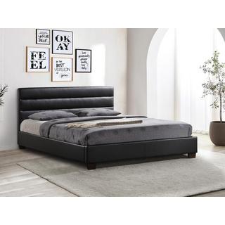 Vente-unique Lit 140 x 190 cm - Simili - Noir + Matelas - FAUSTIN  