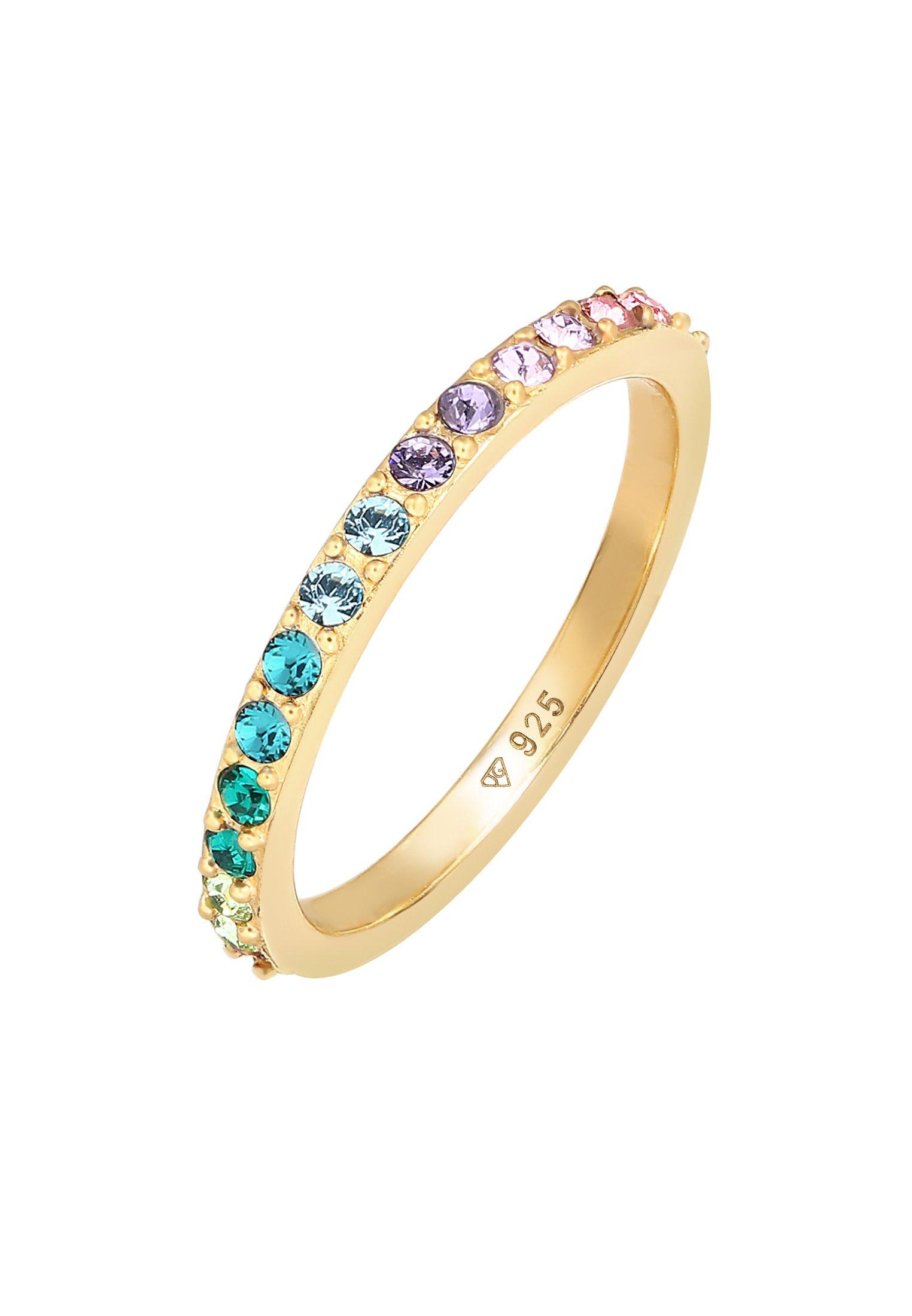 Image of Ring Regenbogen Kristalle Damen Gold 58mm