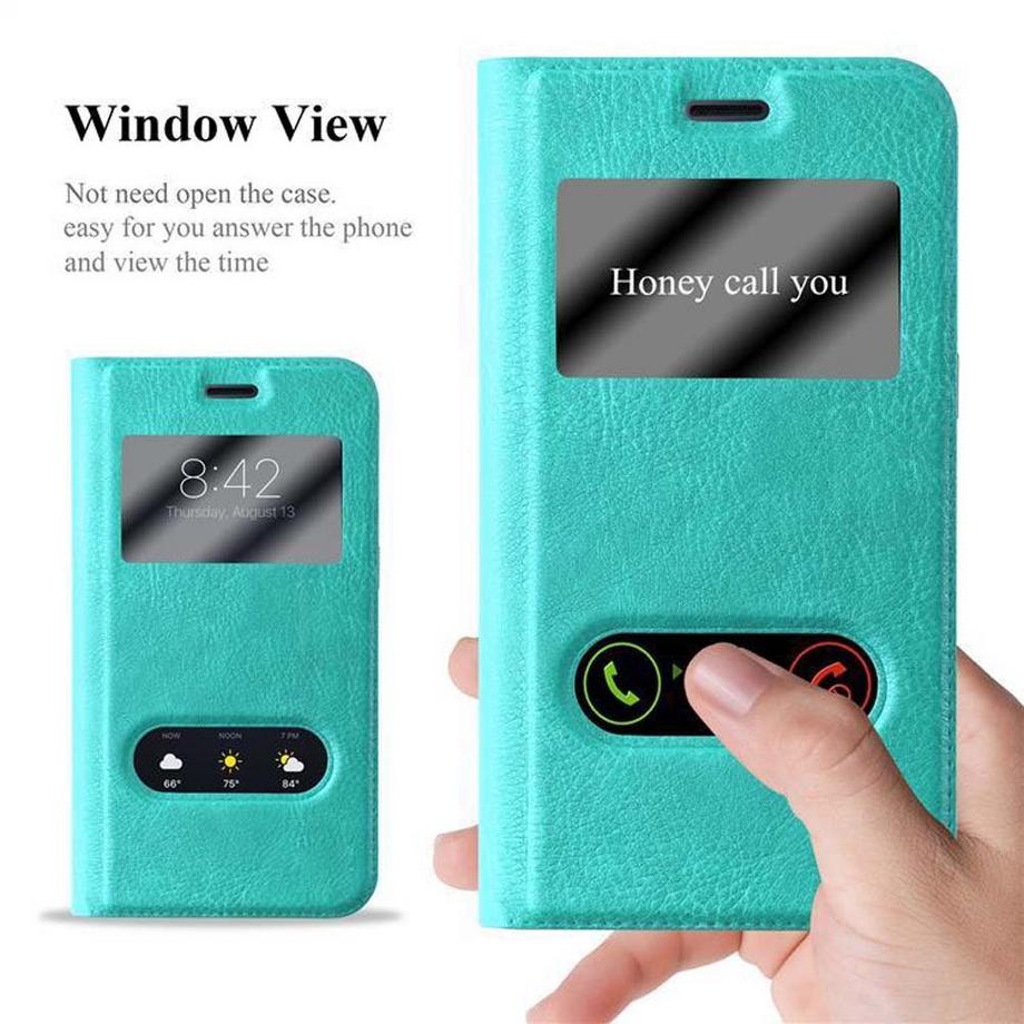 Cadorabo  Hülle für Samsung Galaxy J1 2016 Magnetverschluss, 2 Sichtfenstern 