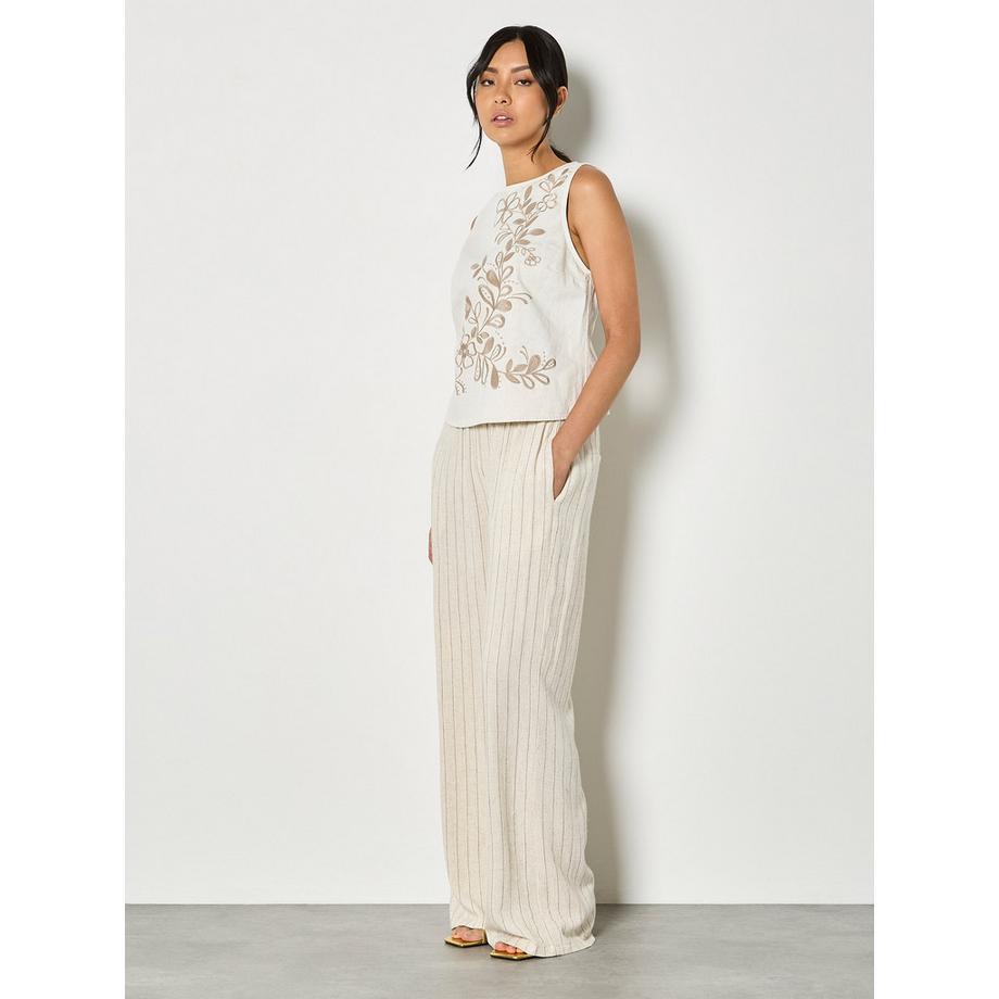 APRICOT Top in denim ricamato senza maniche  