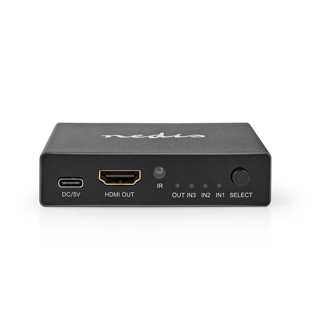 Image of Hdmi™ Umschalter | 3 Port(s) | 3x Hdmi™ Eingang | Hdmi™ Ausgang | 8k@60hz | 45 Gbps | Ferngesteuert | Aluminium | Anthrazit Unisex