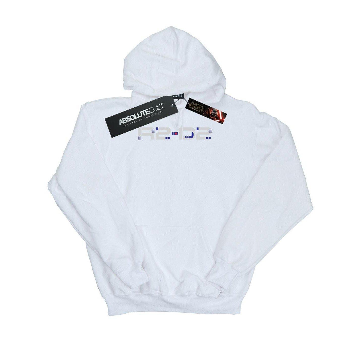 Image of The Rise Of Skywalker R2d2 Text Logo Kapuzenpullover Damen Weiss XL