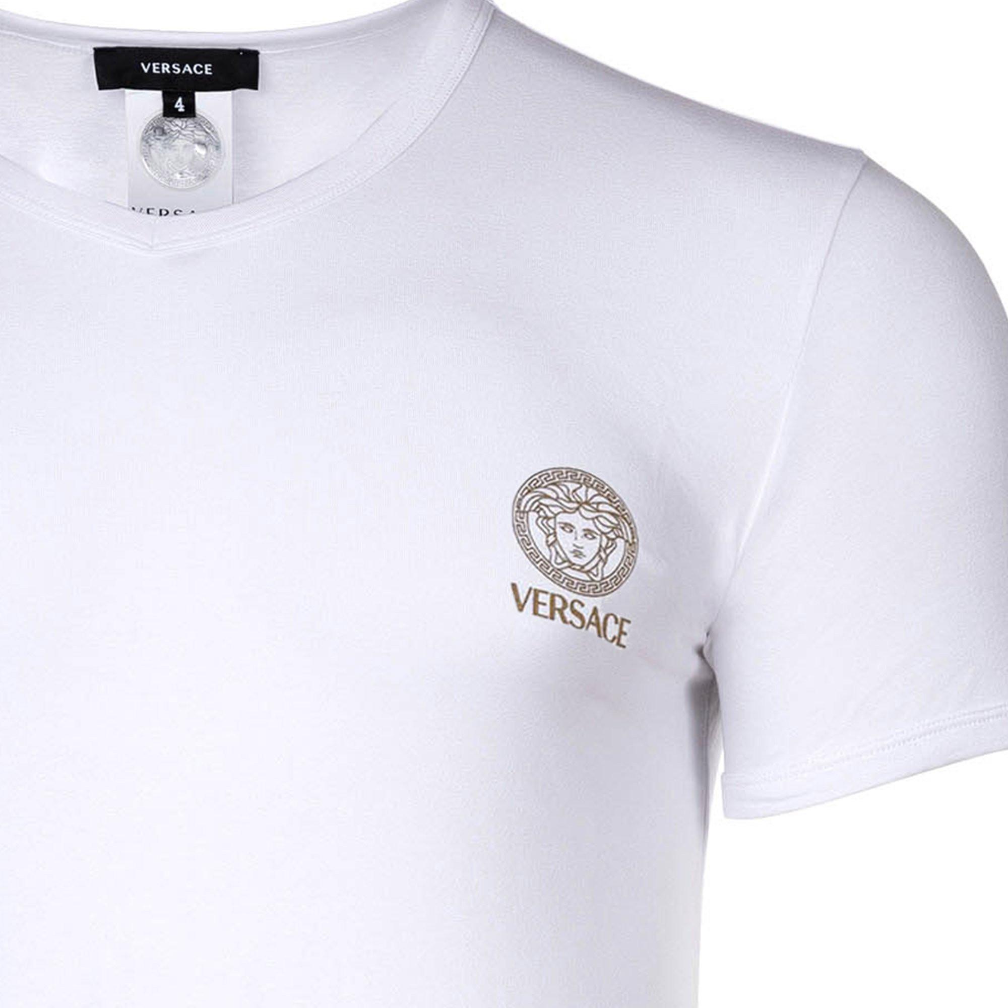 VERSACE Topeka Bi-Stretch Coton Biologique Col V T-Shirt  