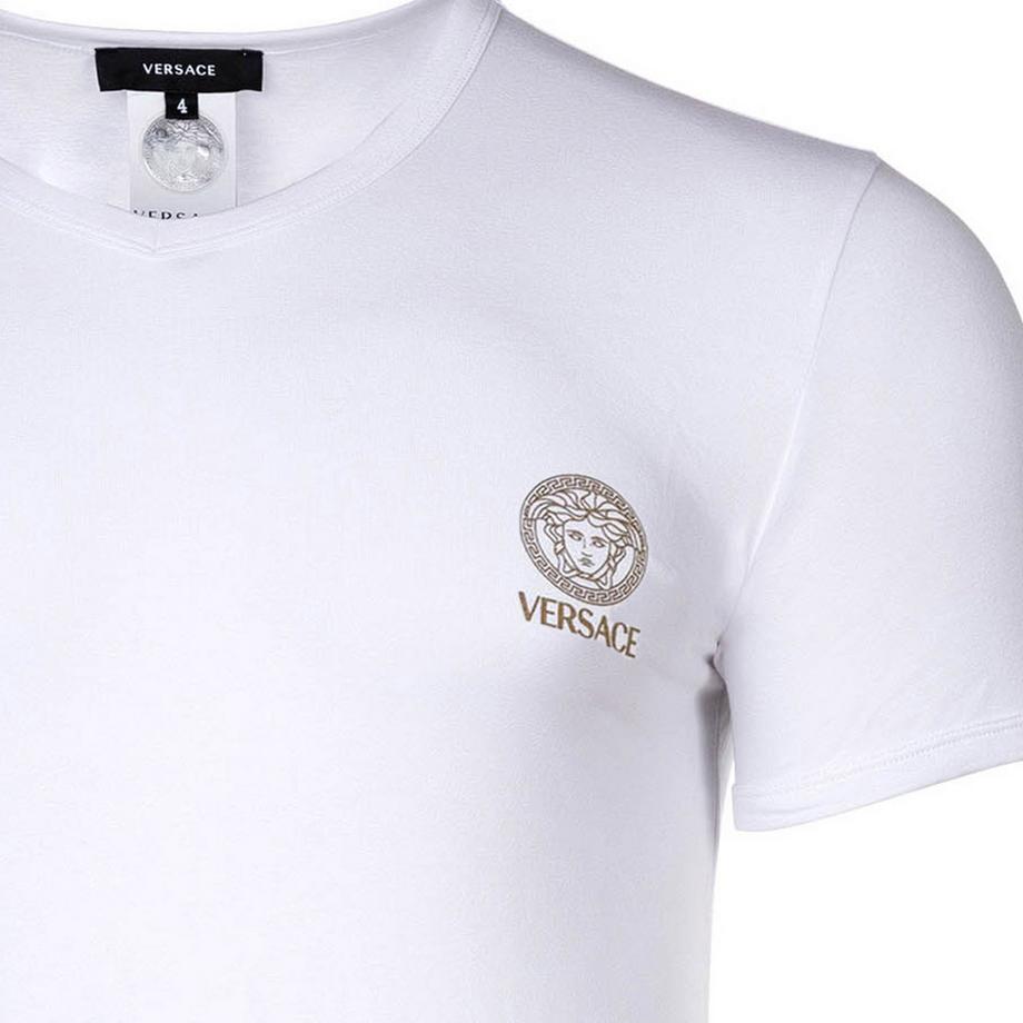 VERSACE Topeka Bi-Stretch Cotone Biologico Scollo a V T-Shirt  