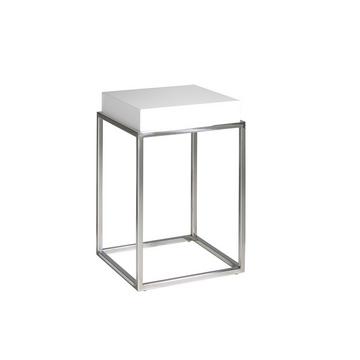 Table d'angle en bois blanc et acier