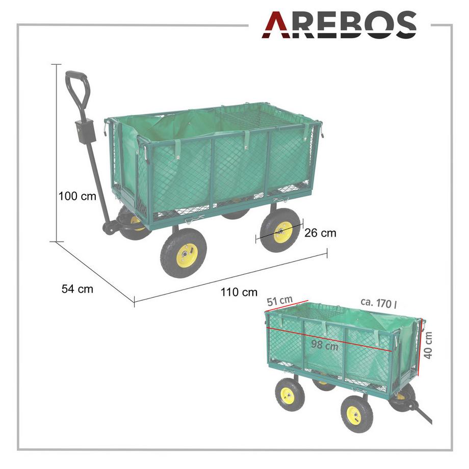 Arebos Bollerwagen Transportwagen Gartenwagen Gerätewagen Handwagen Schiebewagen  