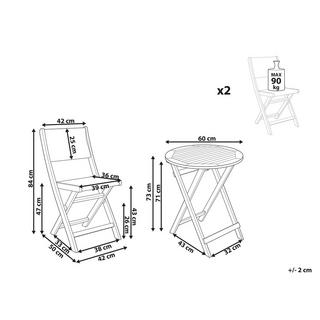 Beliani Set bistrot en Legno d'acacia Mediterraneo PROSSEDI  