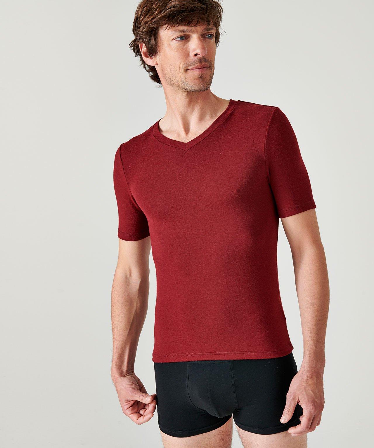 Image of T-shirt Mit V-ausschnitt. Herren Rot XXL