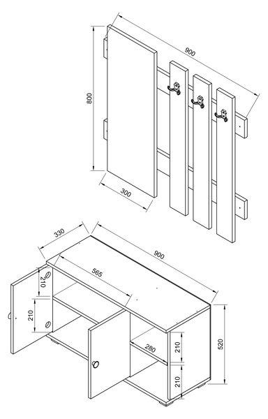 VCM 2-tlg. Holz Sitzbank Schuhschrank Schuhregal Garderobe Dielenmöbel Gados XL  