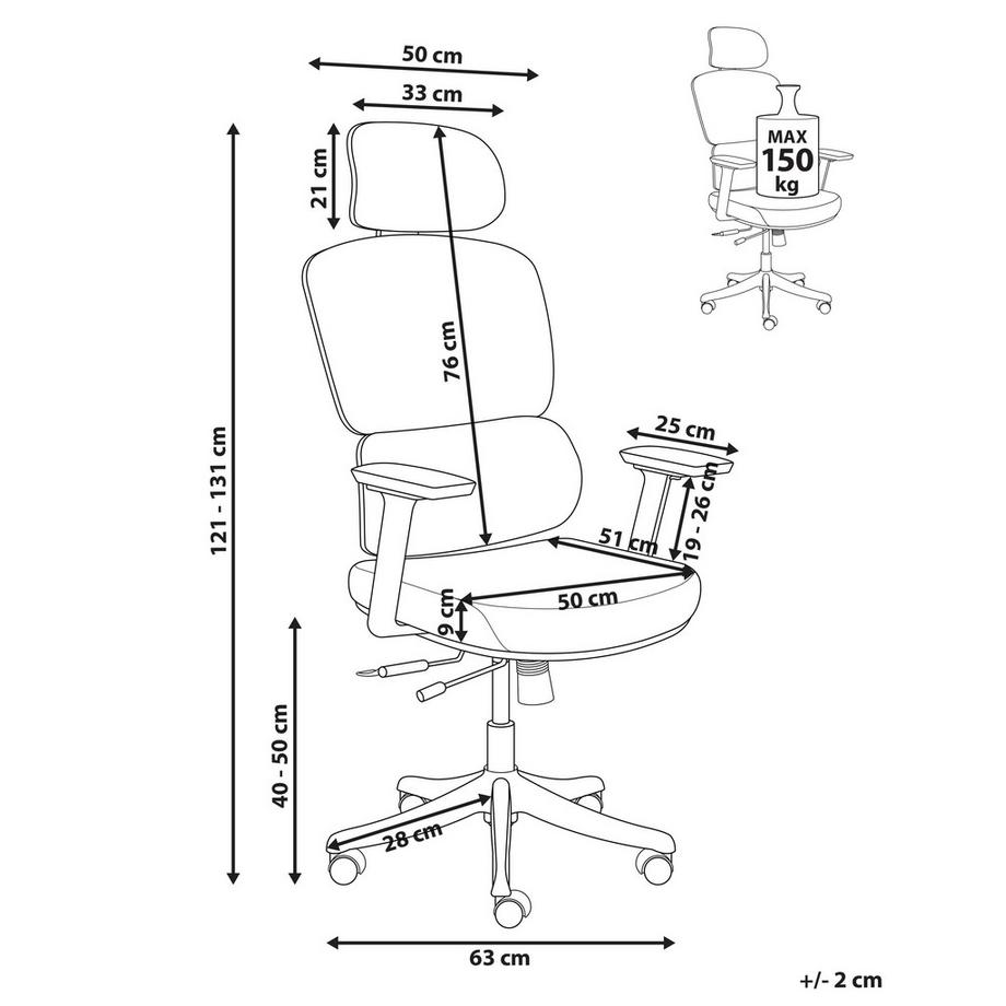 Beliani Chaise de bureau en Tissu  VISCOUNT  