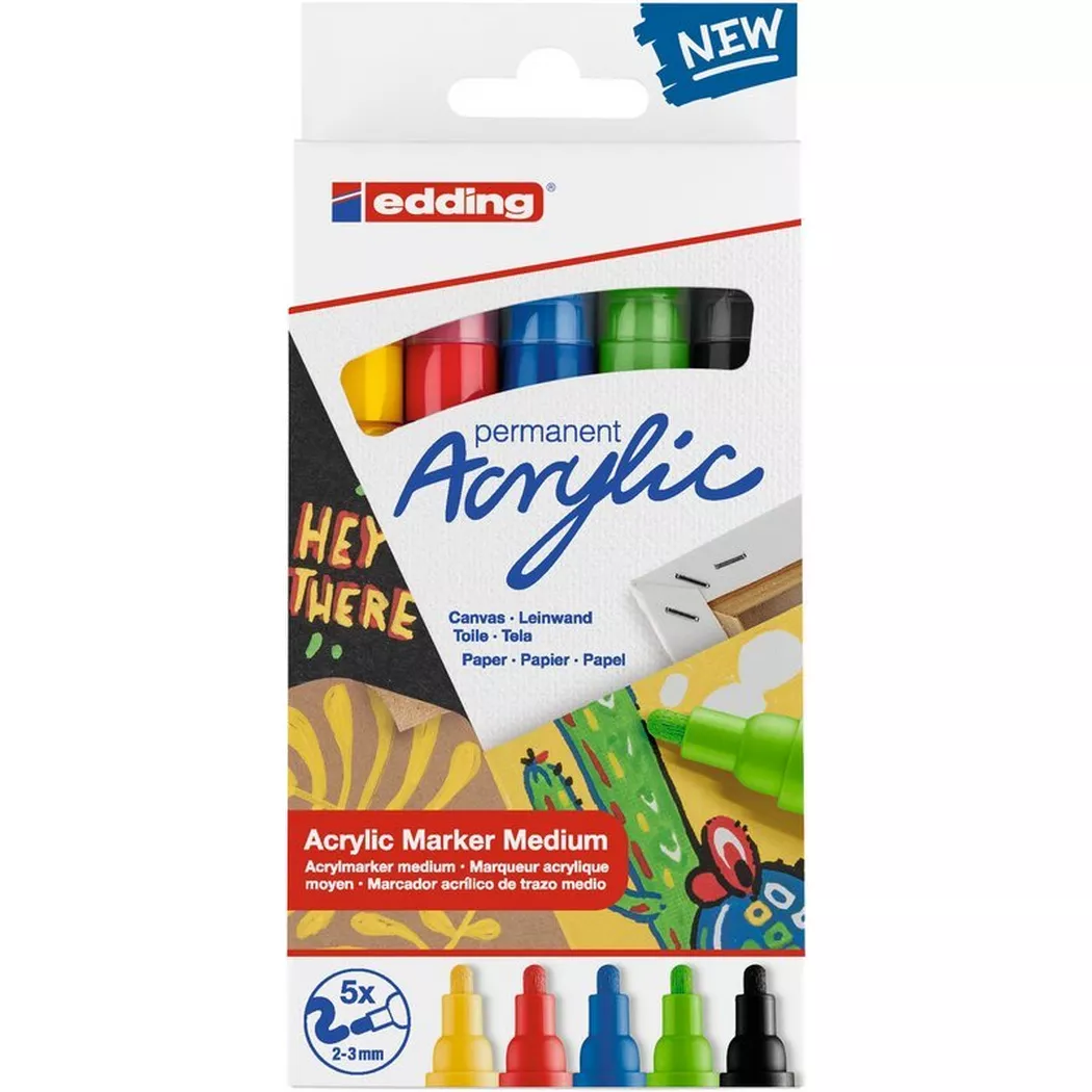 Edding Marqueur Acrylique 5100 basic | 5 Pièces