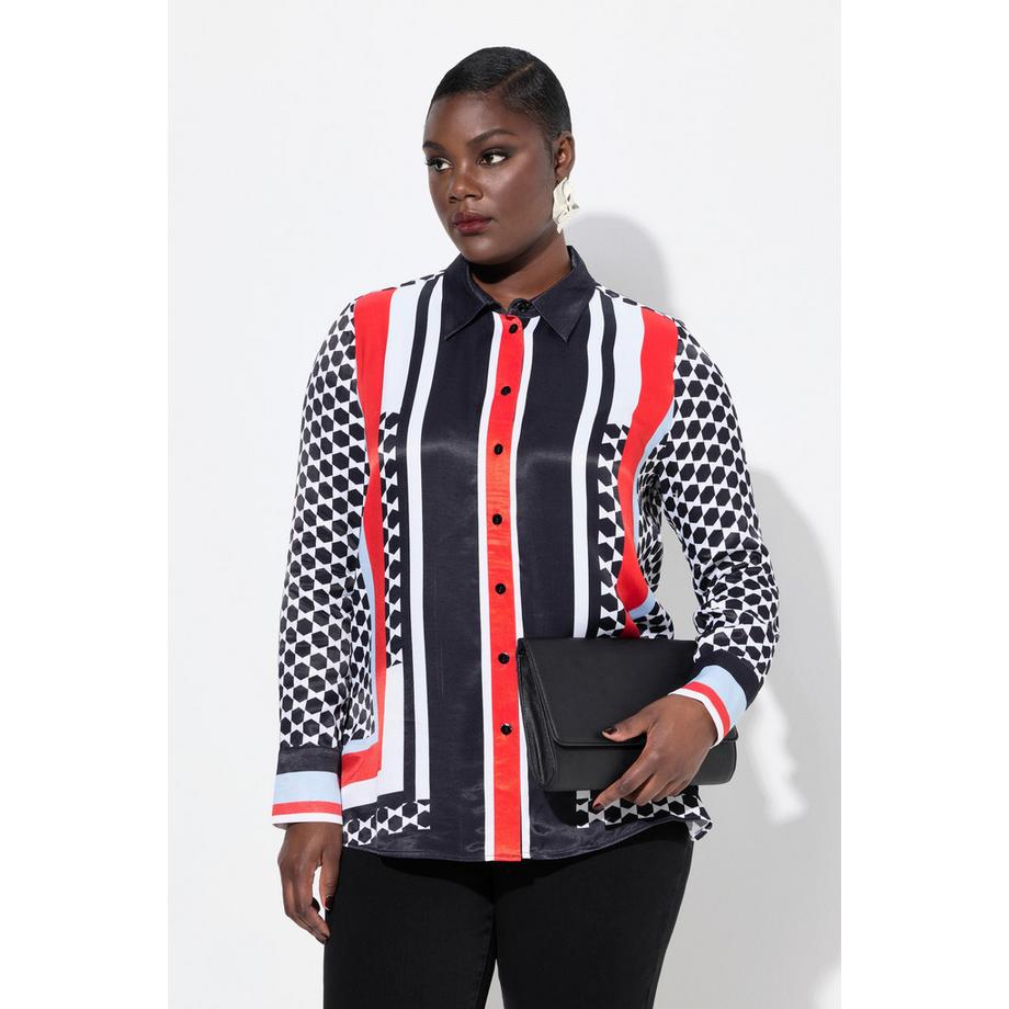 Ulla Popken Camicetta Maniche Lunghe Fantasia Mista  