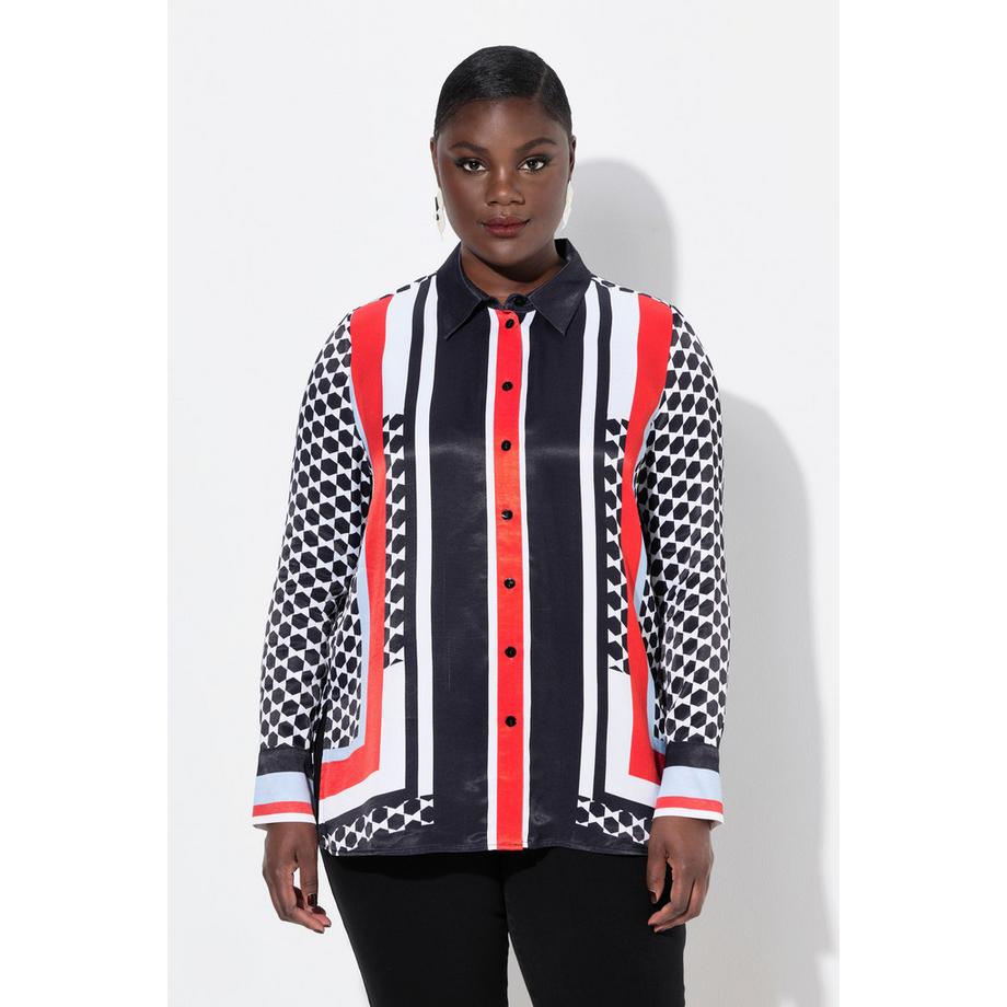 Ulla Popken Camicetta Maniche Lunghe Fantasia Mista  