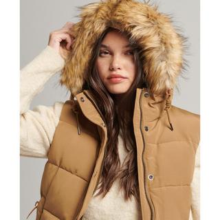 Superdry  ärmelloe daunenjacke mit kuntpelz für en uperdry everet 